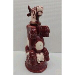 Franor Royale Ceramic Cow Decanter France Brown 10.5”